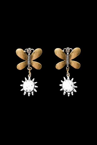 PENDIENTES COMBINADOS MARIPOSA - Oro / Plata de Zara