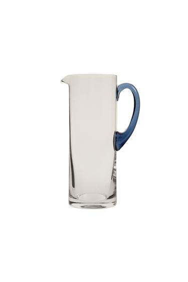CRYSTALLINE JUG WITH COLOURED HANDLE - Blue by Zara