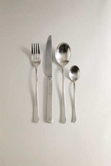 4-PIECE MATTE STEEL CUTLERY SET - Steel by Zara - Image 0