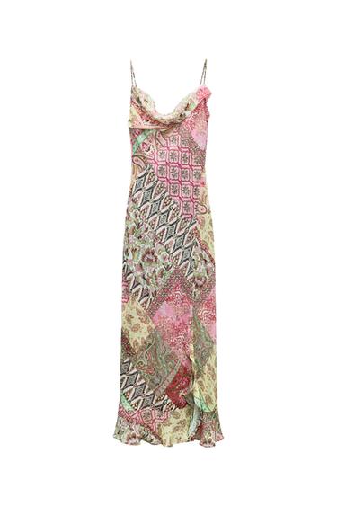 PATCHWORK PRINTED SLIP DRESS