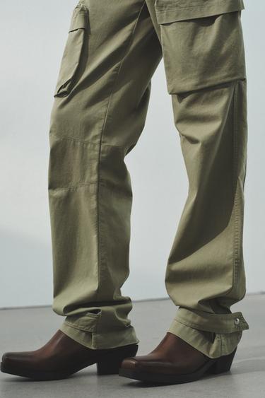 STRAIGHT-LEG CARGO TROUSERS - Light khaki by Zara - Image 3