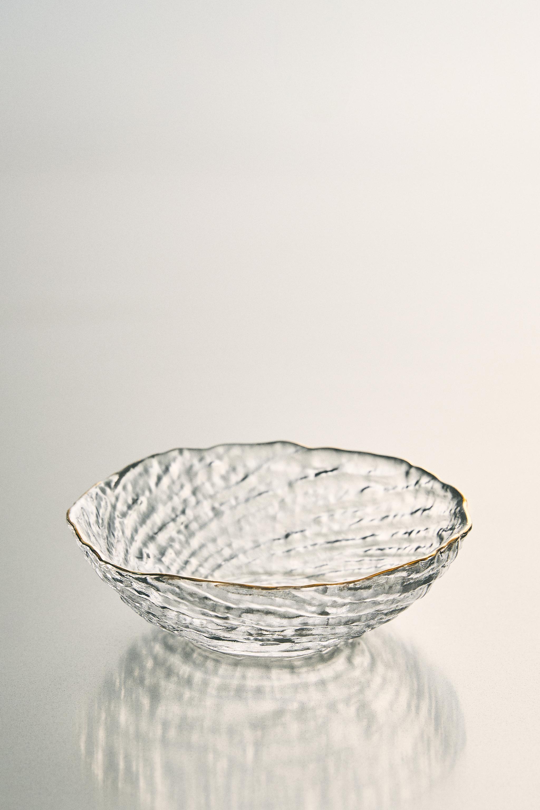 GLASS BOWL WITH GOLD RIM