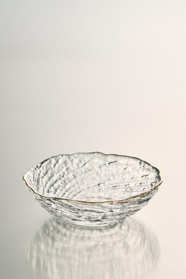 GLASS BOWL WITH GOLD RIM - Gold by Zara