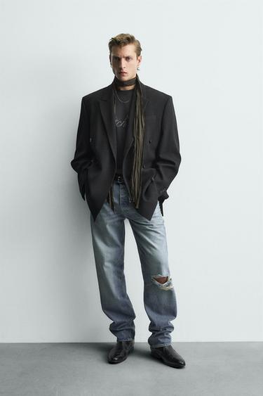 LIMITED EDITION DOUBLE-BREASTED PINSTRIPE SUIT BLAZER - Black by Zara