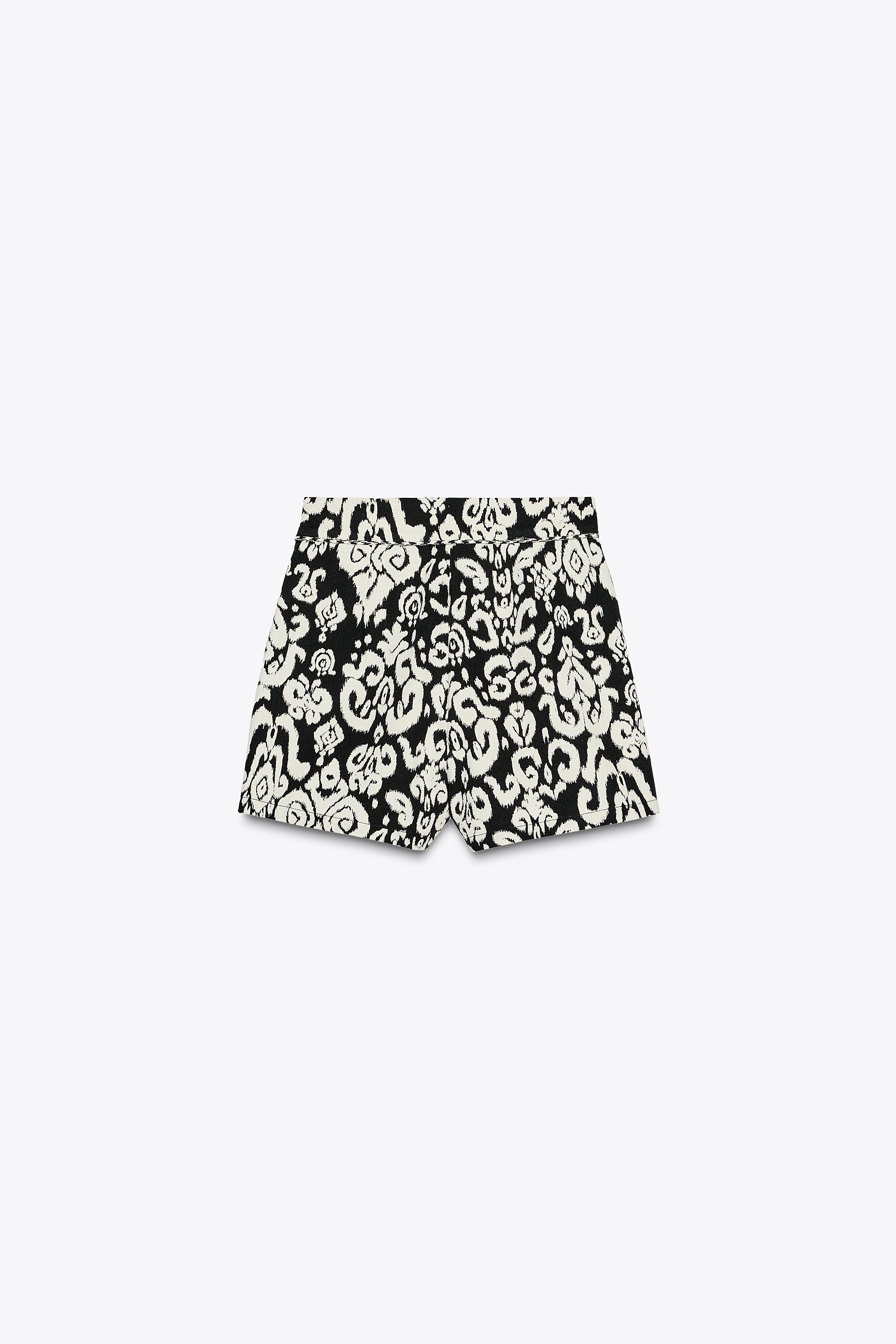 ZARA プリント柄スコート 2854/569 PRINTED SKORT - Black / White | ZARA United States