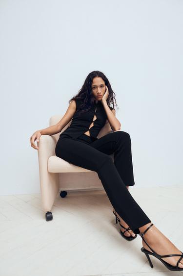 CALÇA CROPPED STRETCH - Preto da Zara