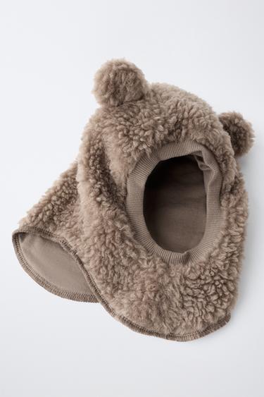 FAUX SHEARLING BALACLAVA WITH EARS — Brown 2