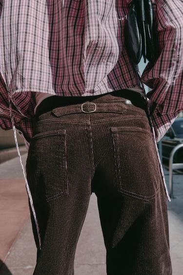 STRAIGHT-LEG CORDUROY TROUSERS - Brown by Zara