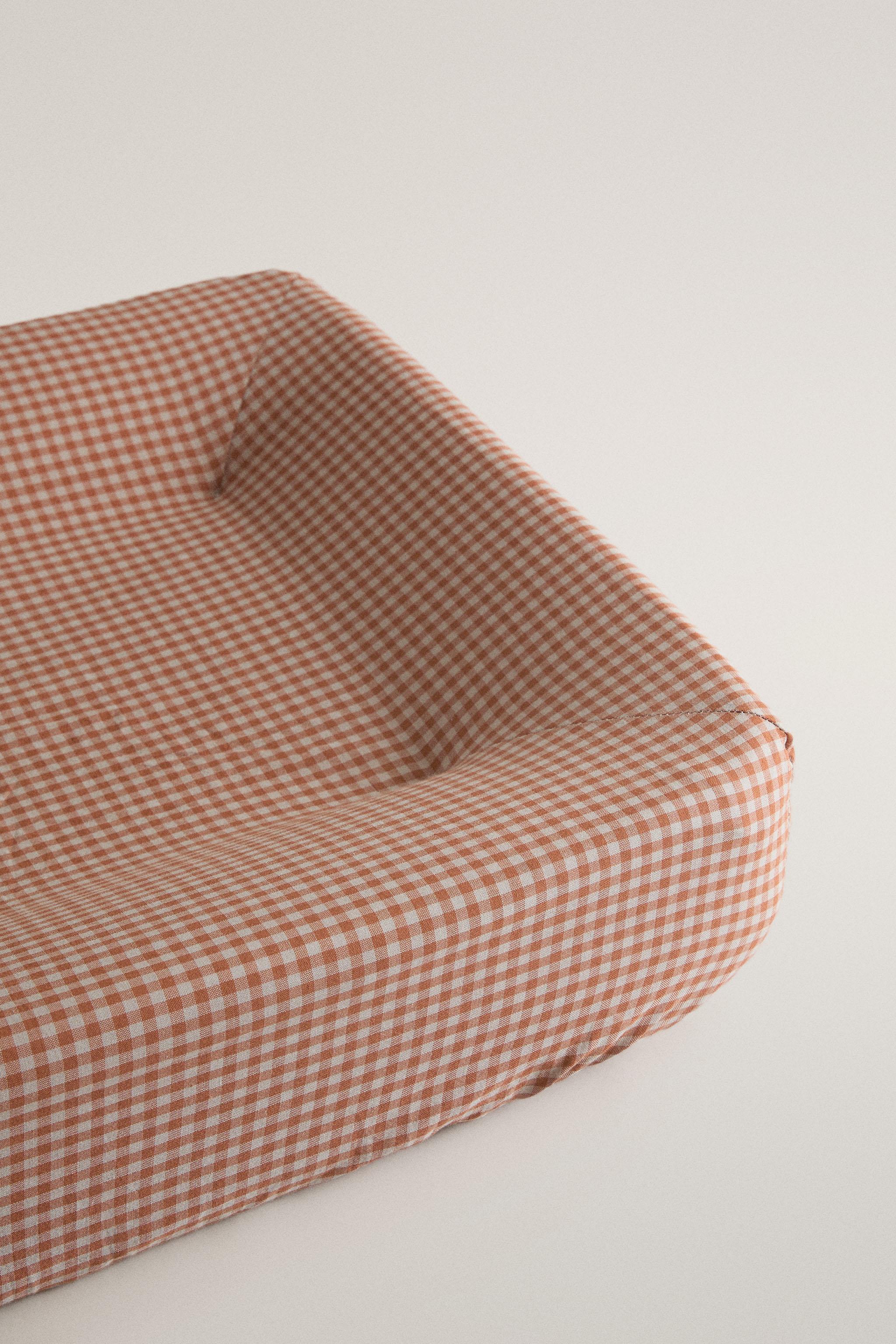 HOUSSE MATELAS À LANGER BÉBÉ COTON VICHY