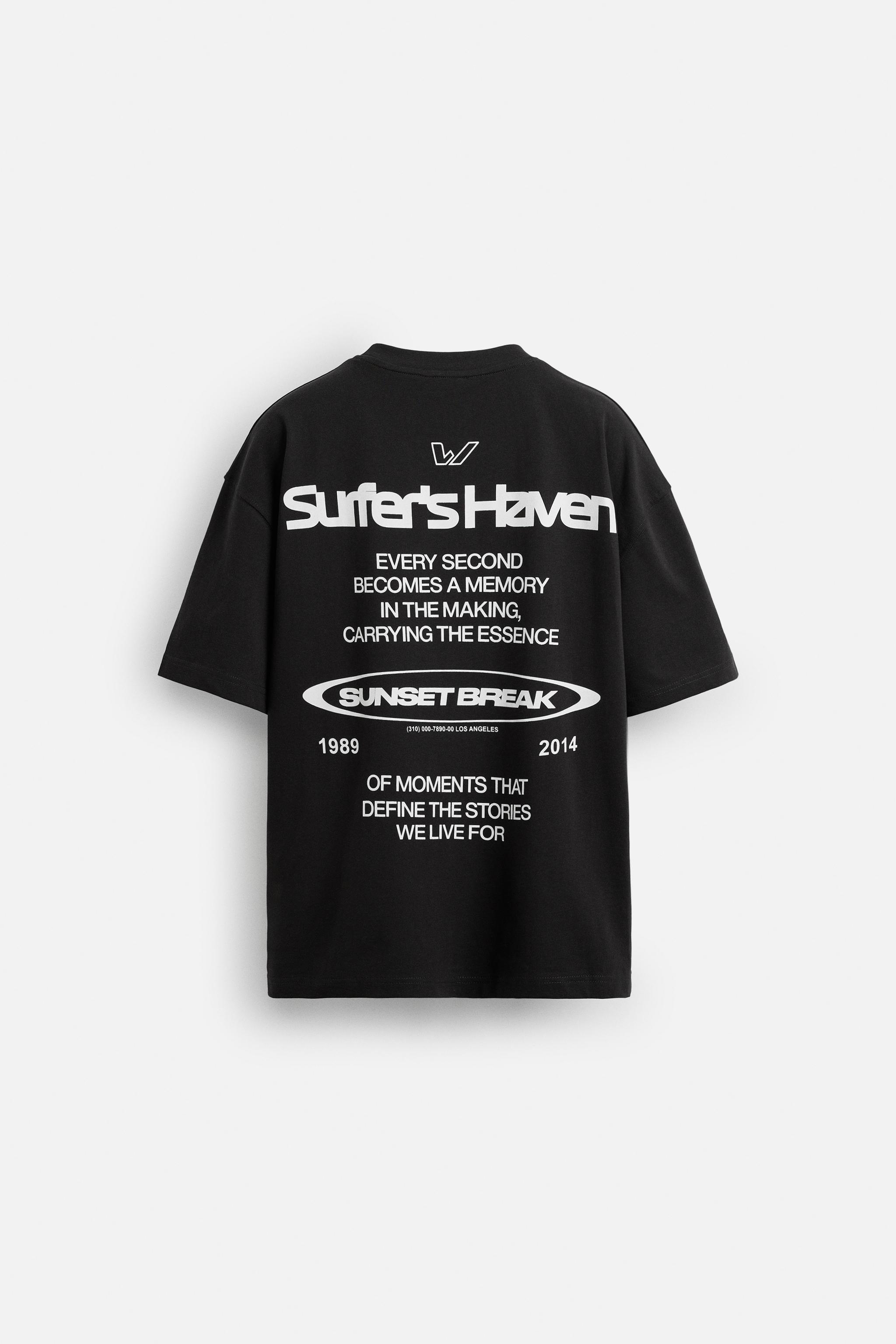 スペイン発送 ZARA プリントテキストTシャツ ブラック 今季新作 プリントテキストTシャツ - ブラック | ZARA Japan / 日本