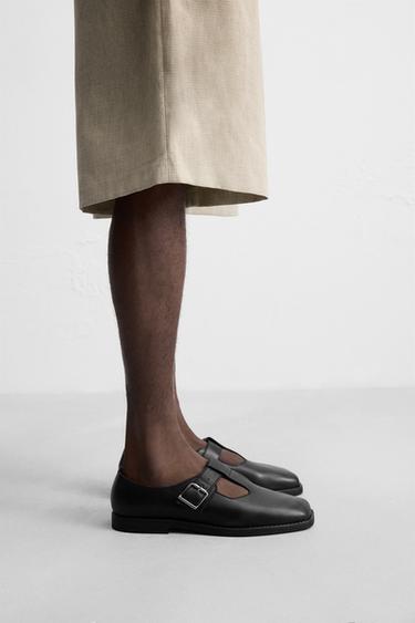 Zara LEATHER BUCKLE SHOE - Black - Image 0