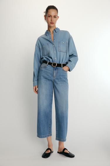 CAMISA DENIM OVERSIZE - Azul-médio da Zara
