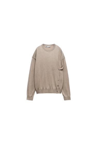 KNIT SWEATER WITH BUTTONS ON THE HEM