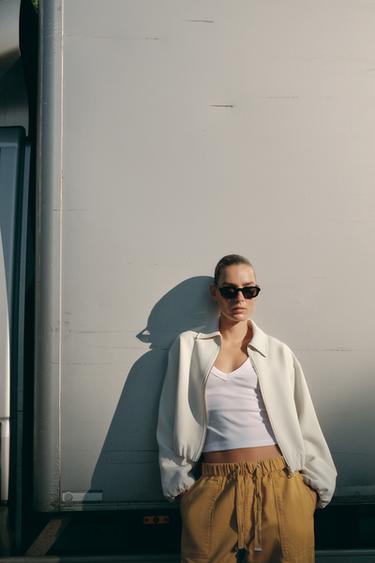 JOGGER TROUSERS WITH BUTTONED HEMS - Mustard by Zara - Image 4