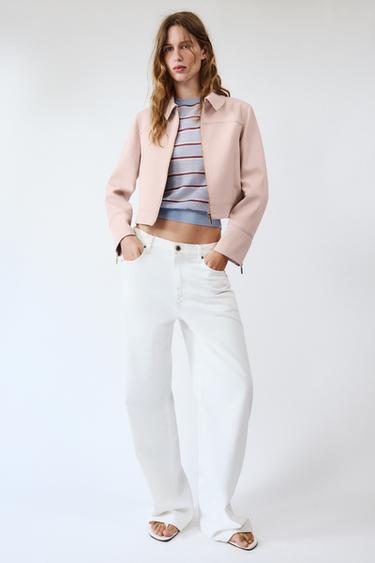 Zara METAL ZIPPER JACKET - Beige-pink