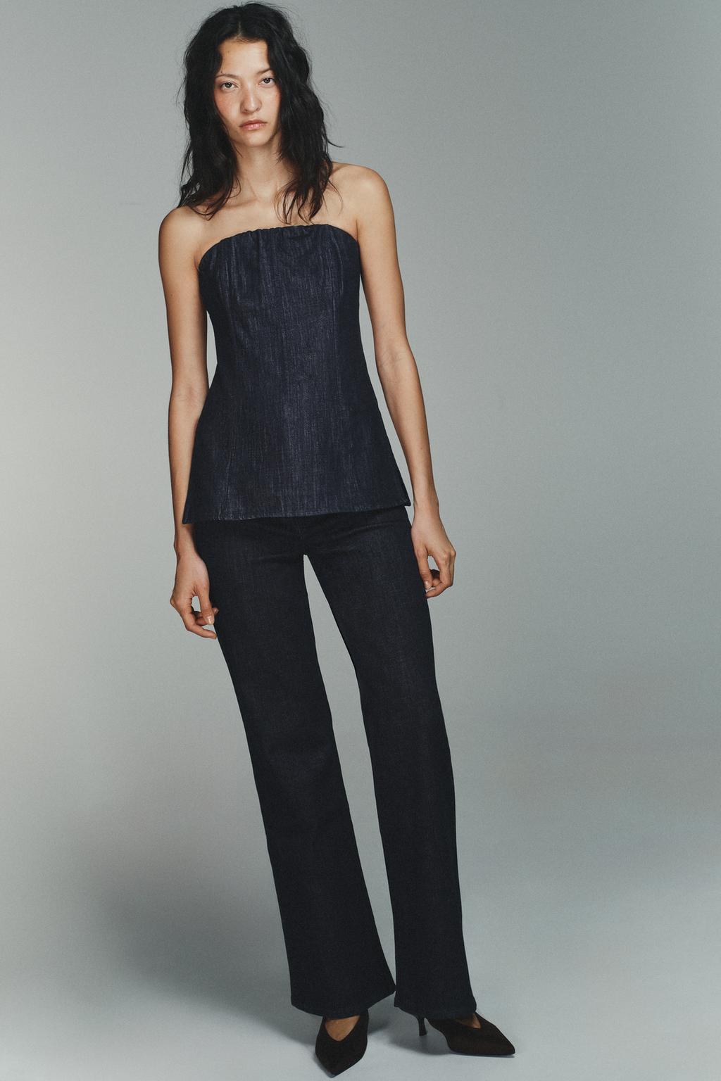FAUX DENIM BUSTIER TOP - image 2