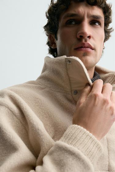 MOLETOM COM EFEITO DE PELO ENCARACOLADO COMBINADO - Cru da Zara