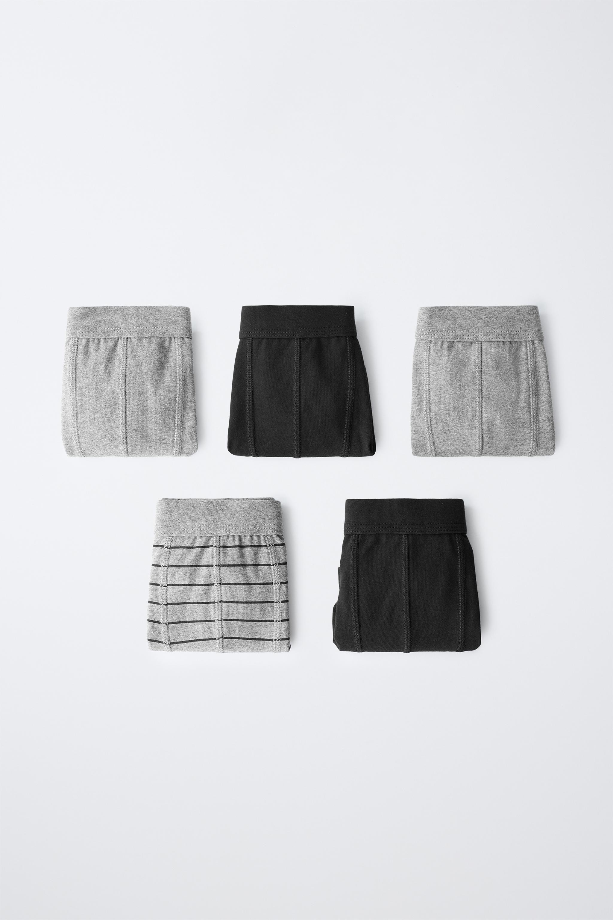 6-14 ANS / LOT DE CINQ BOXERS RAYURES ET UNIS