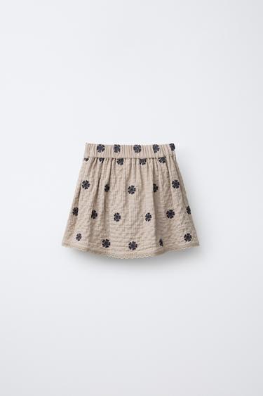 JUPE TEXTURÉE BRODÉE - Beige clair de Zara - Image 1