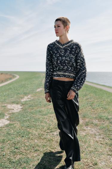 Zara ZW COLLECTION FAUX LEATHER PANTS - Black