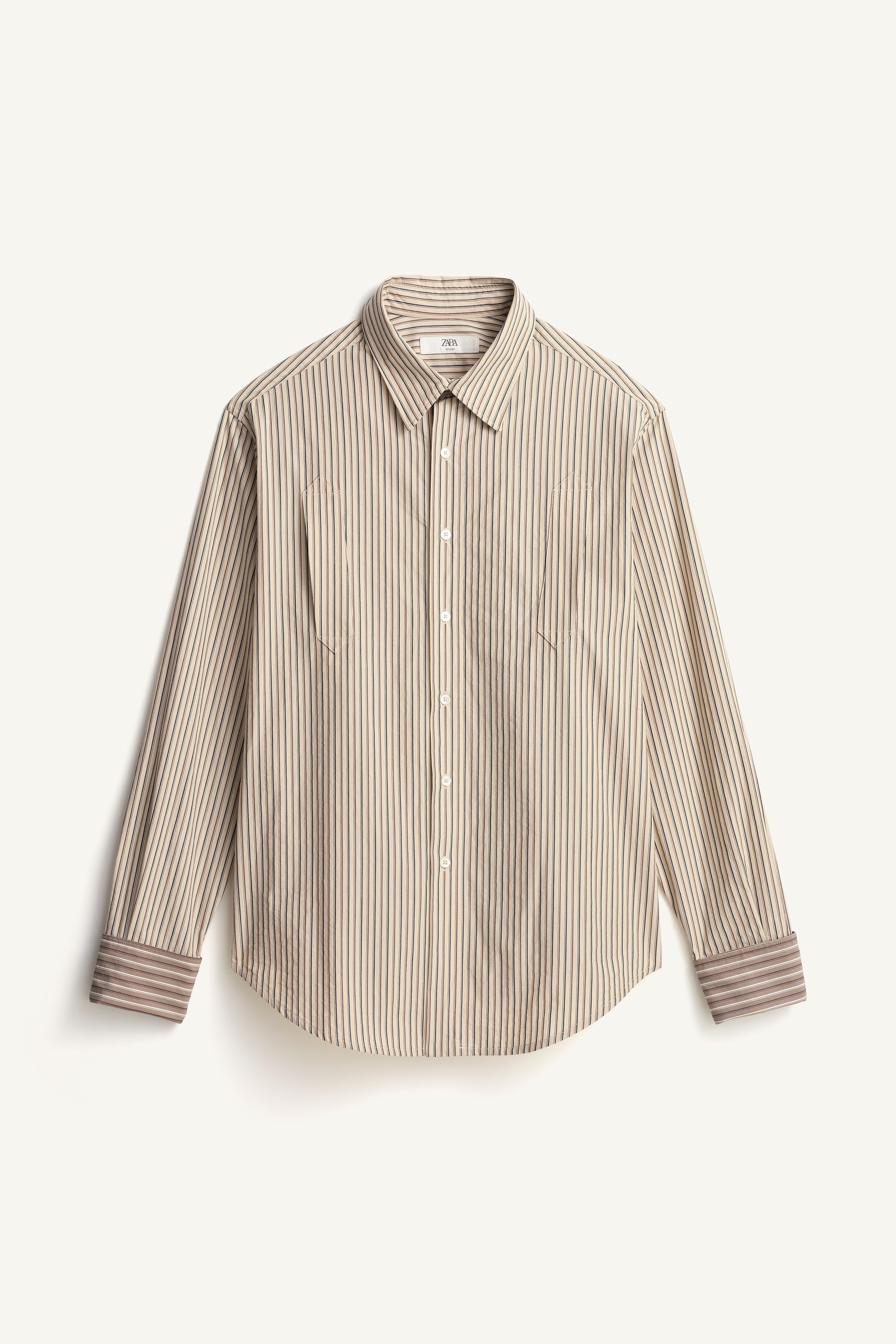 RELAXED-FIT COMBINED STRIPE SHIRT