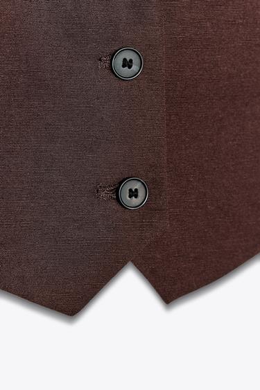 CUT-OUT BACK WAISTCOAT - Dark brown by Zara - Image 6