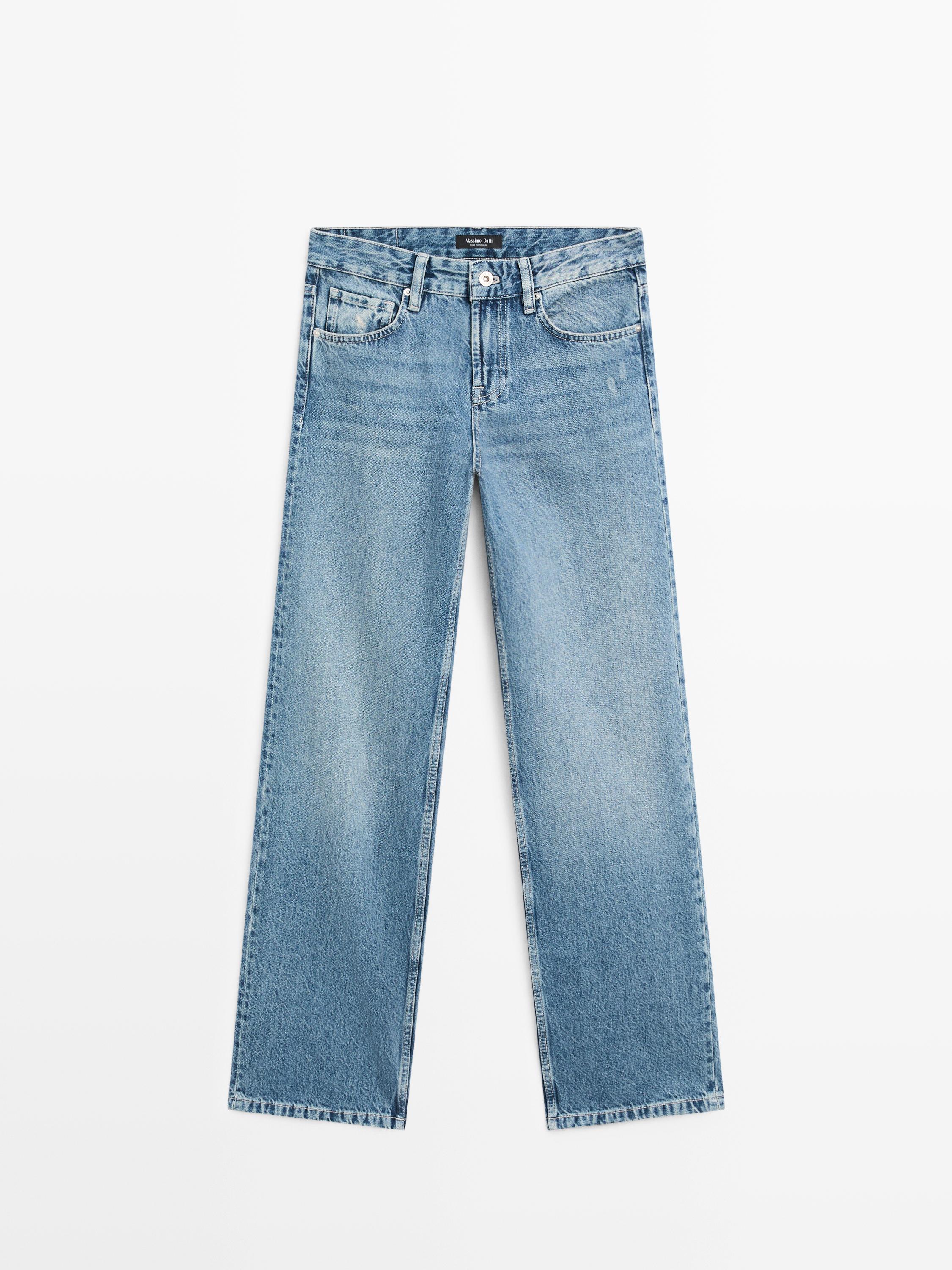 Low-rise straight-leg jeans