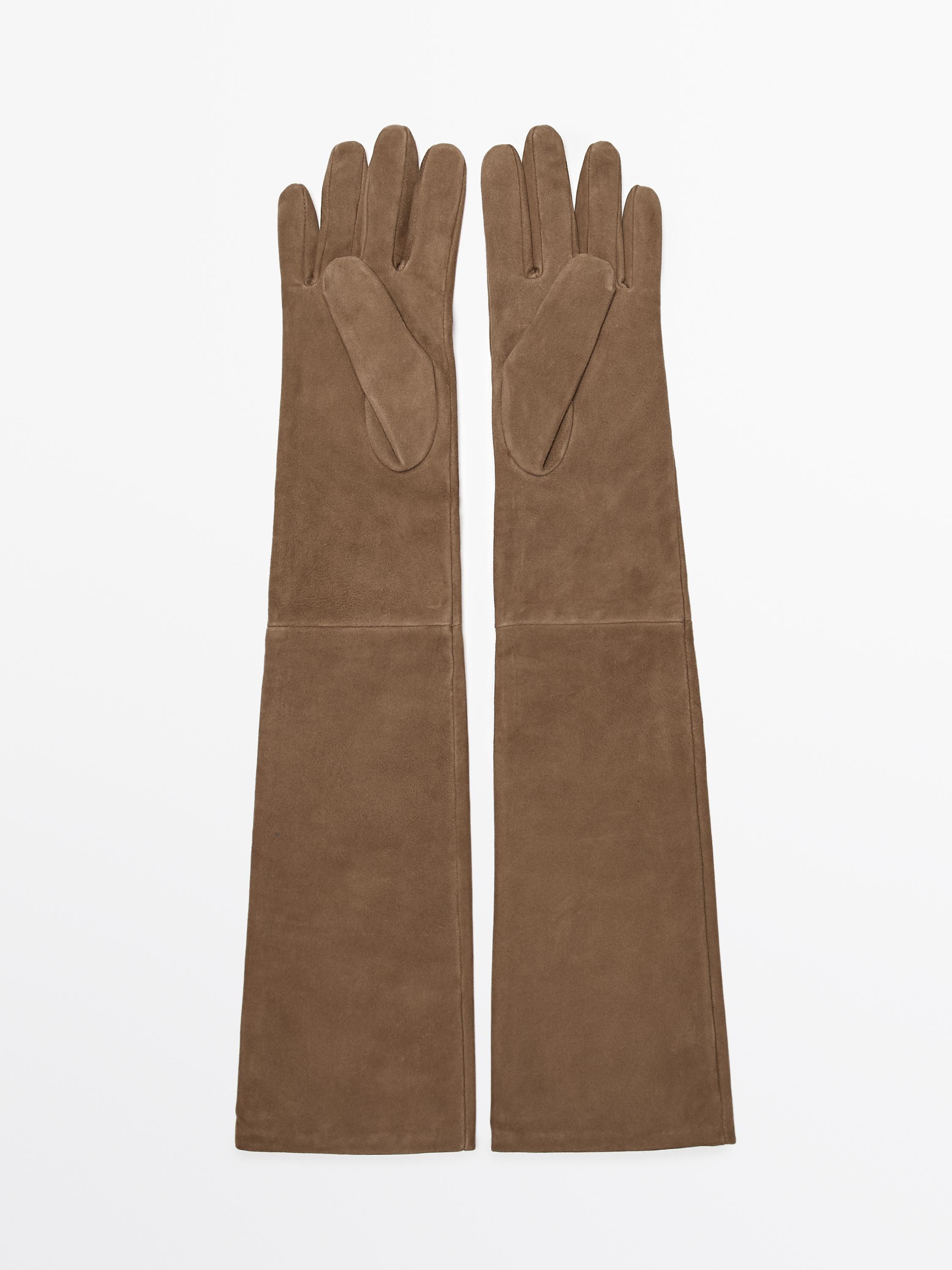 Long suede leather gloves