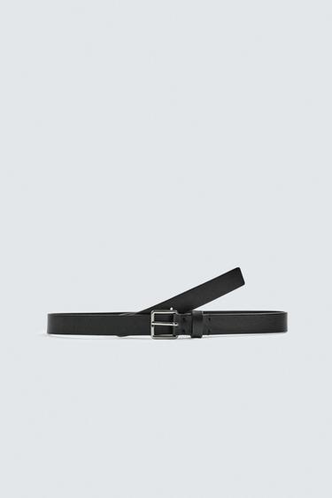 SLIM LEATHER BELT - Black by Zara