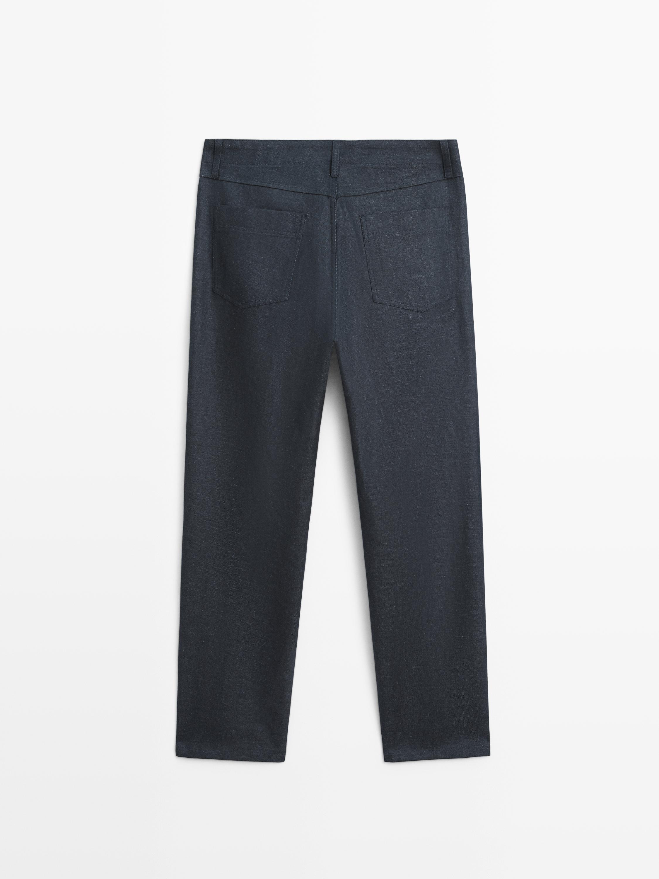 Pantalon cinq poches coton lin