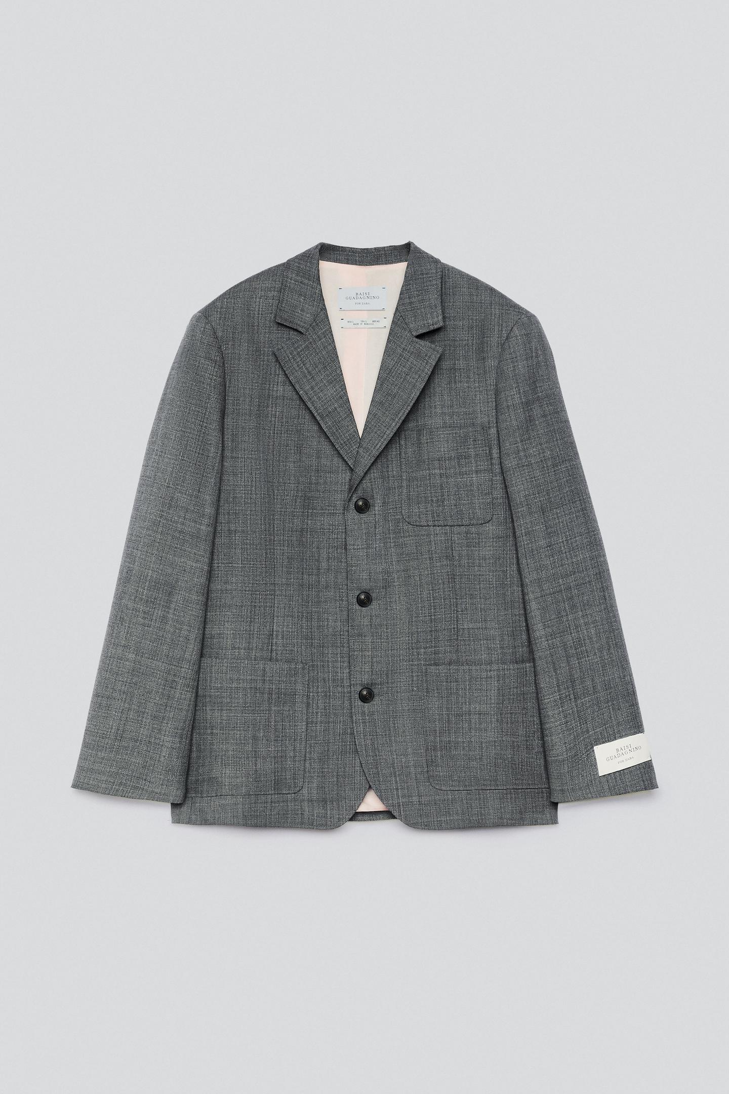 Мужской пиджак Zara 100% Wool Suit Blazer, цвет: Серый — фото 3
