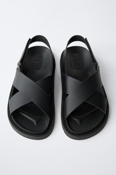 SANDALES À BRIDES CROISÉES - Noir de Zara - Image 3