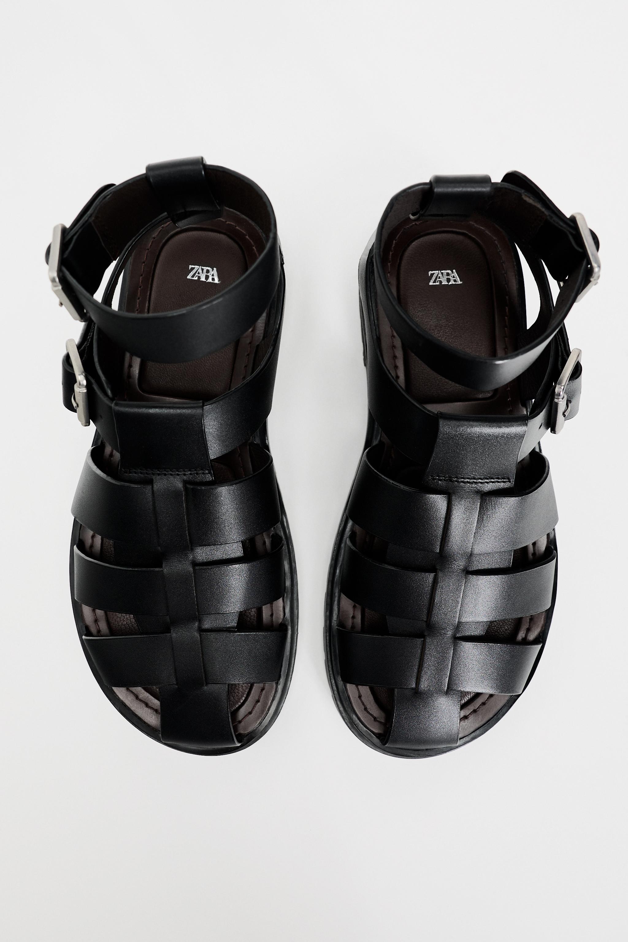 Zara - Fisherman Sandals with Lug Soles. Back Strap with Buckle Closure. Sole Height: 1.8 Inches (4.5 cm) - Black - Women