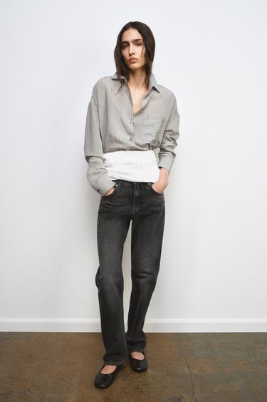 ДЖИНСЫ ПРЯМОГО КРОЯ СО СРЕДНЕЙ ПОСАДКОЙ — ZW COLLECTION — ЧЕРНЫЙ от Zara