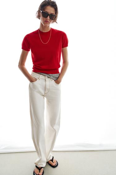 TOP EM MALHA COM LÃ - Vermelho da Zara