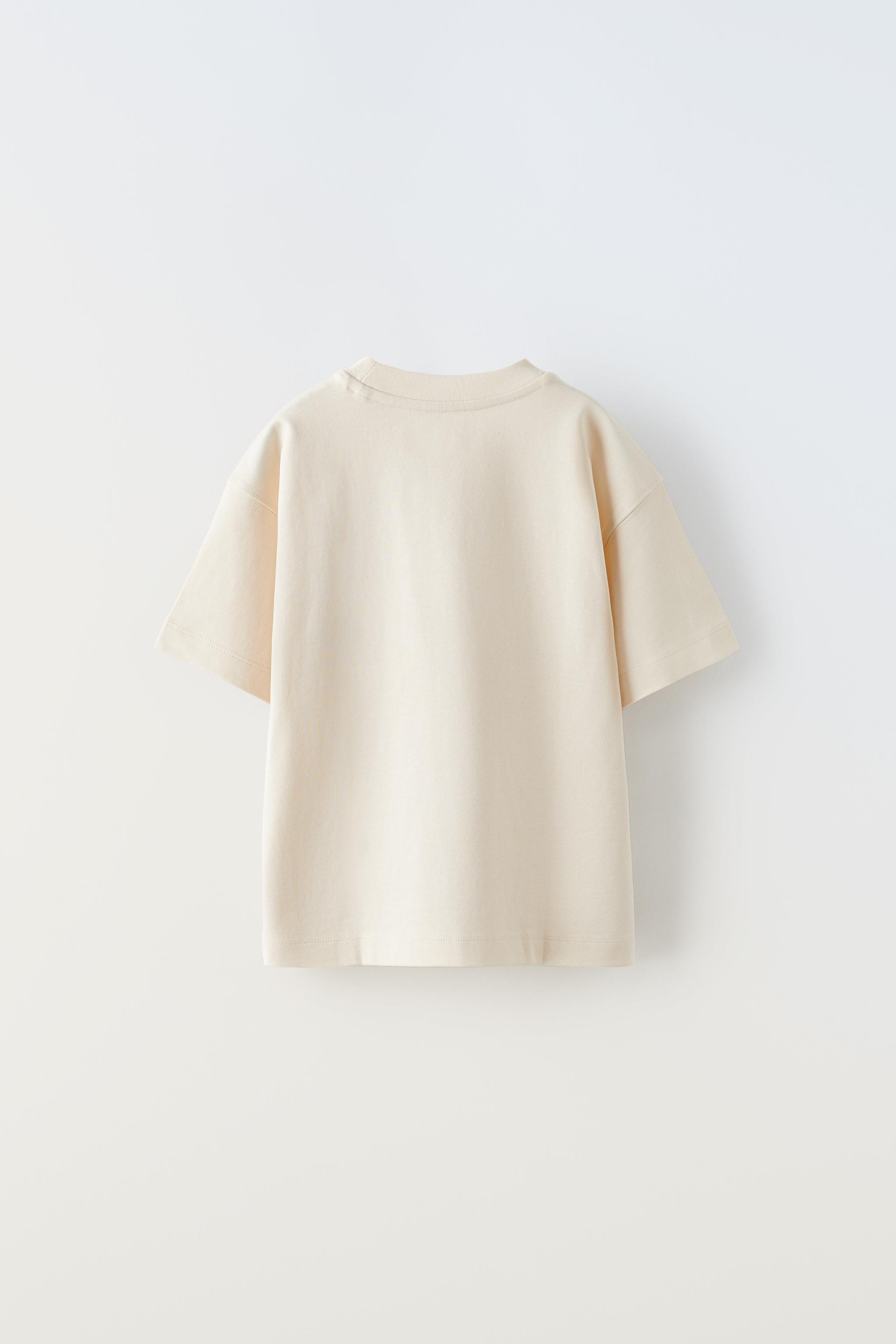 HEAVY JERSEY ラベルポケット Tシャツ - ベージュ | ZARA Japan / 日本