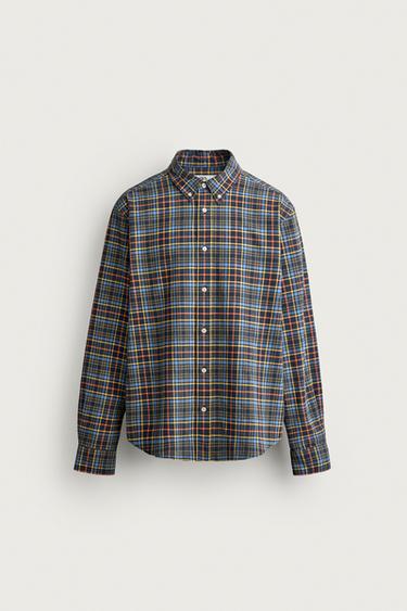 RELAXED FIT CHECK SHIRT - Blue by Zara
