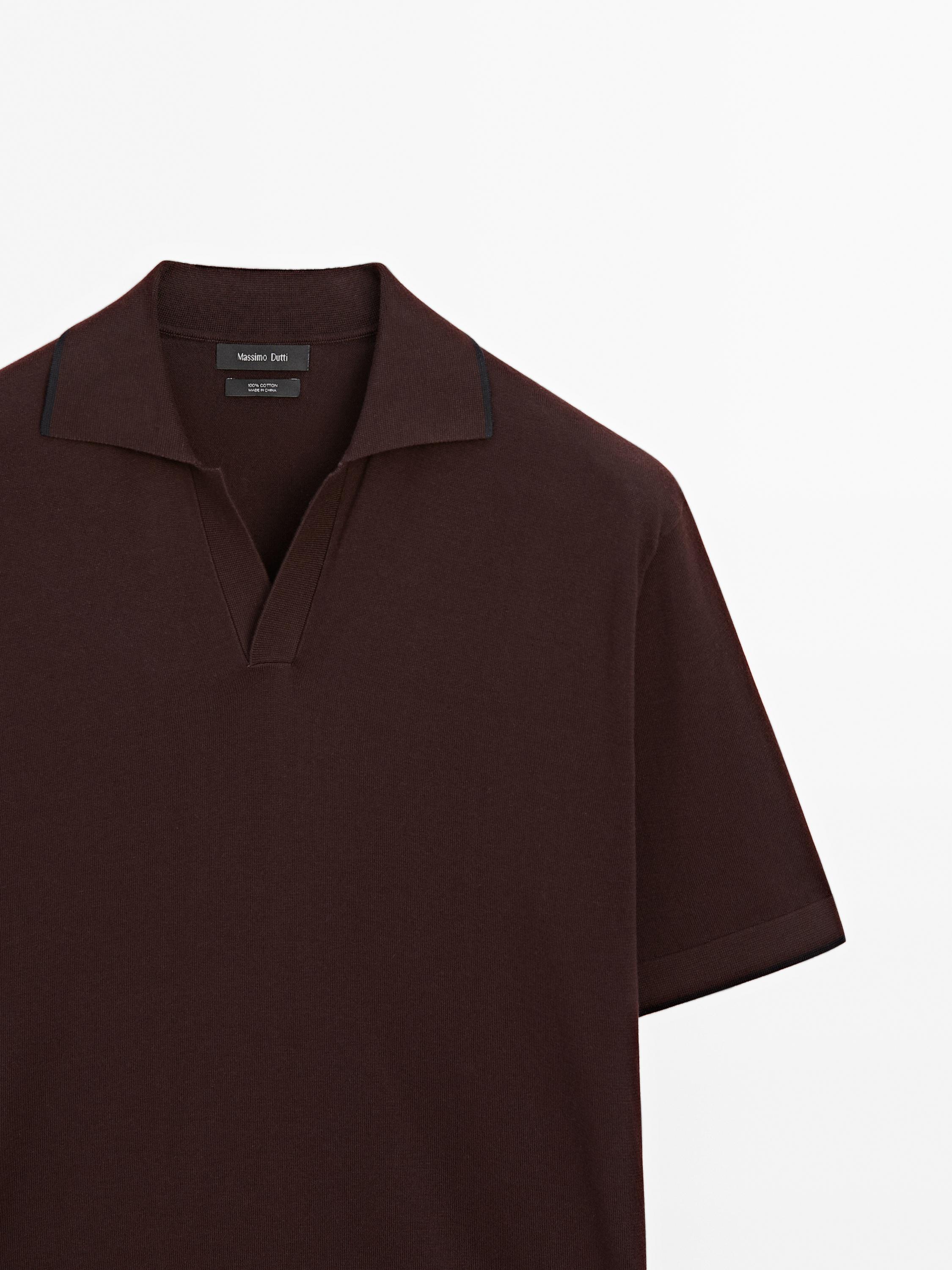 Knit polo shirt with contrast detail