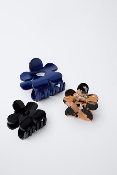 LOT DE TROIS PINCES FLEUR - Bleu de Zara - Image 1