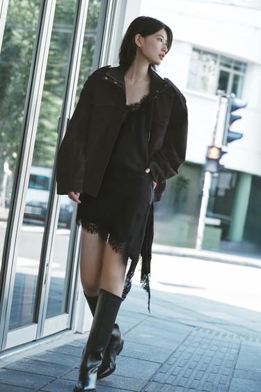 ASYMMETRIC LACE DRESS ZW COLLECTION - Black by Zara