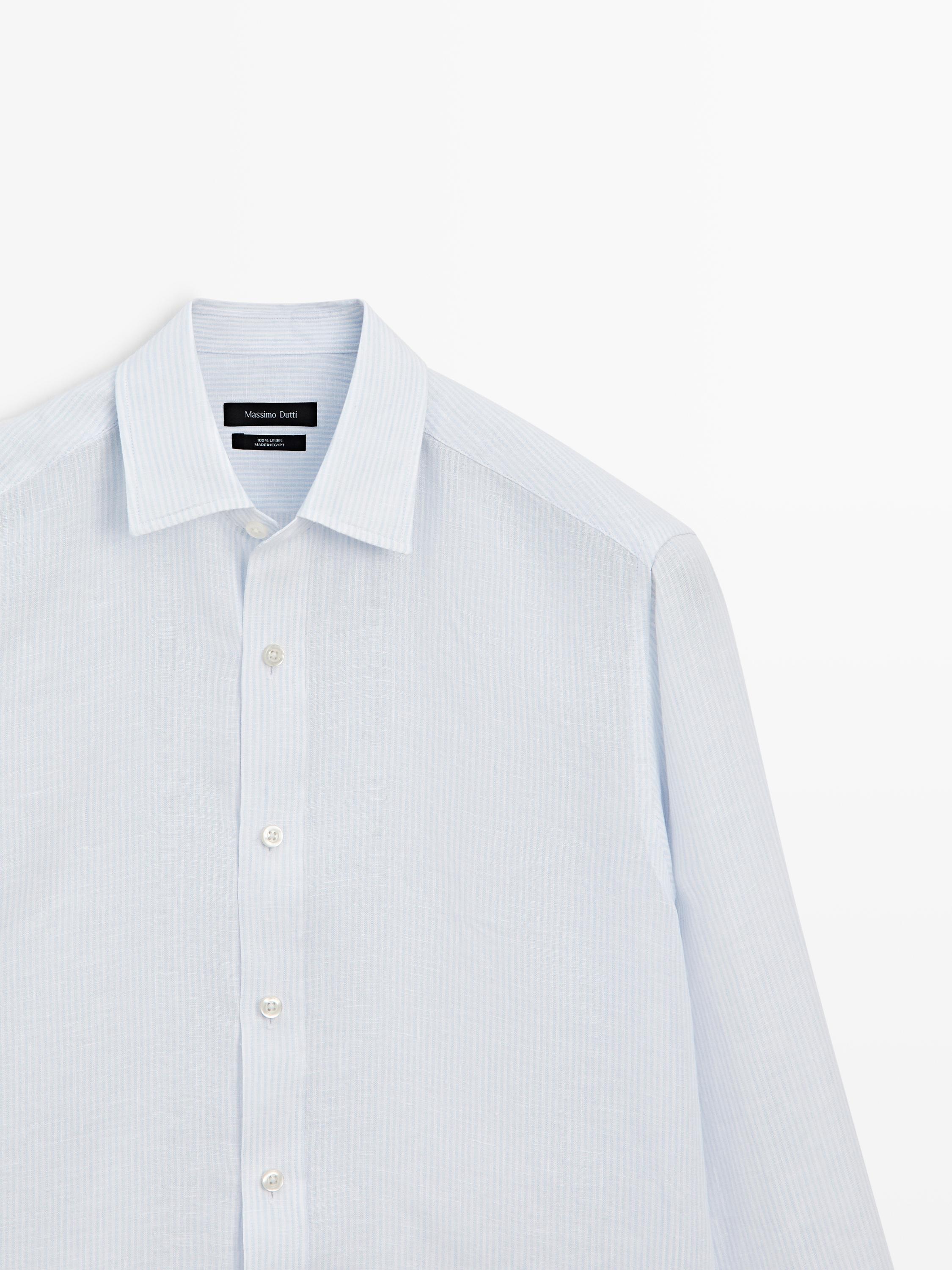 Striped slim fit linen shirt