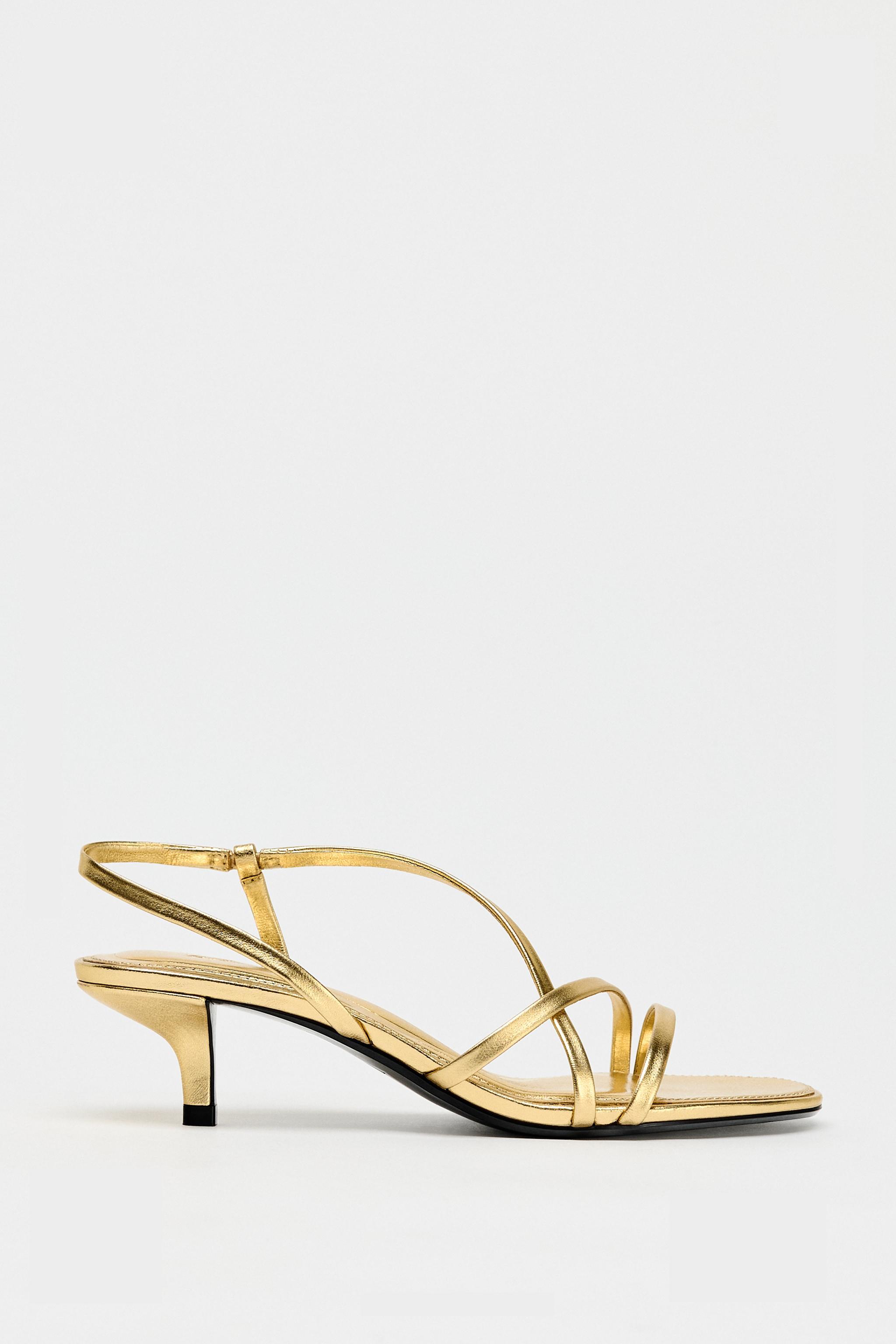 LEATHER KITTEN HEEL SANDALS