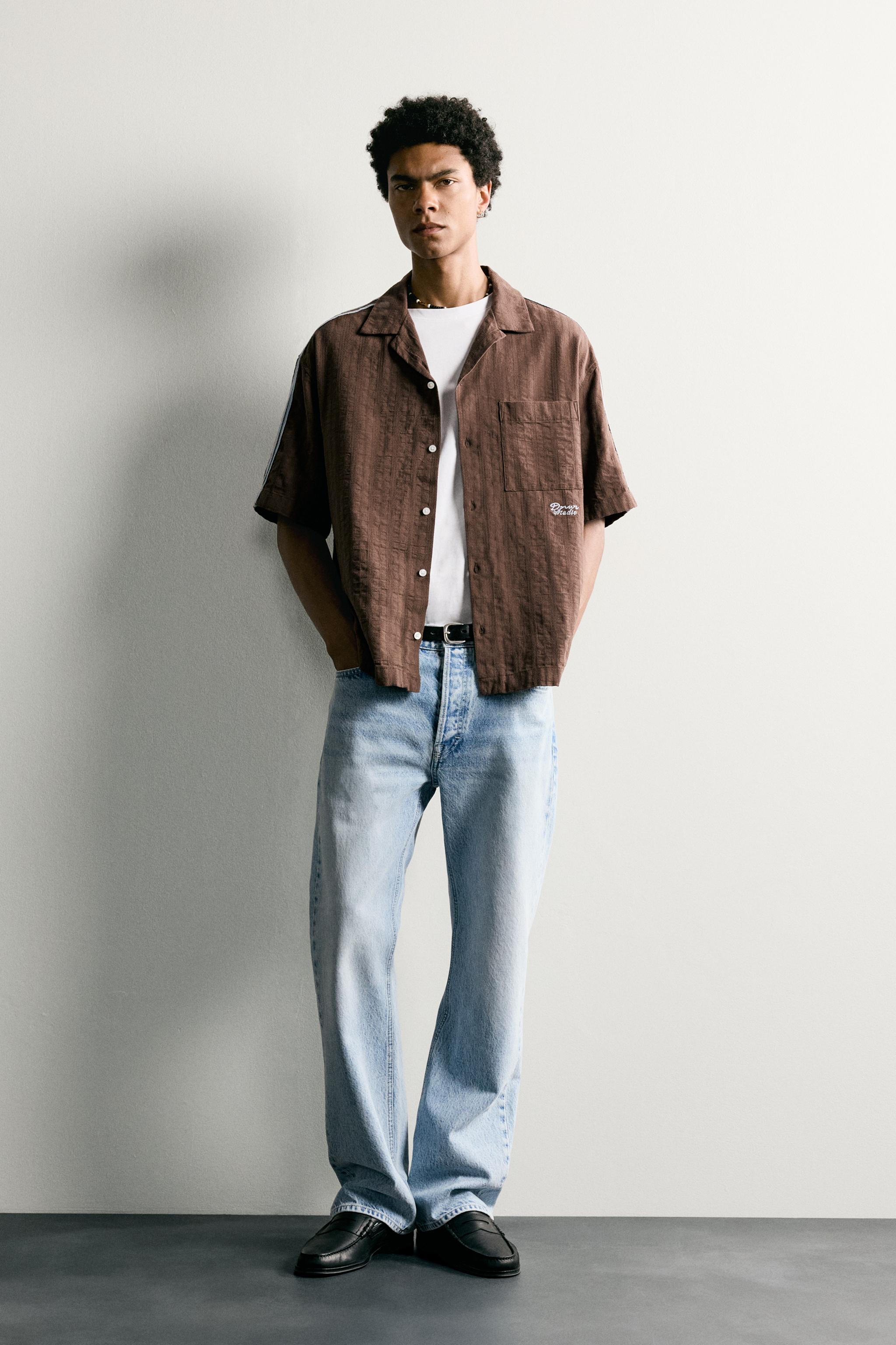 CONTRAST EMBROIDERED STRIPE SHIRT