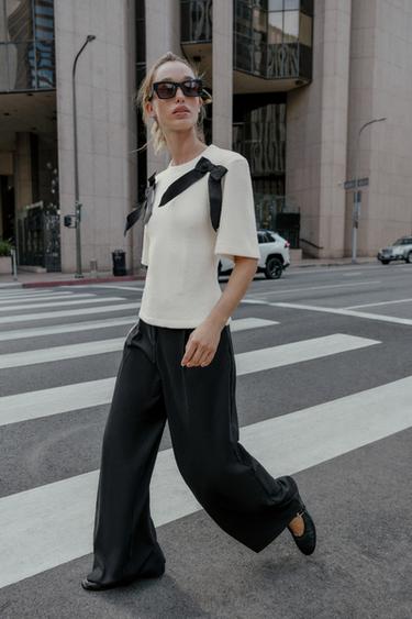 SOFT TIE TOP - Oyster-white by Zara - Image 0