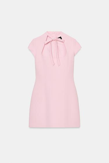 SHORT DRESS WITH TIE DETAIL - Pink by Zara