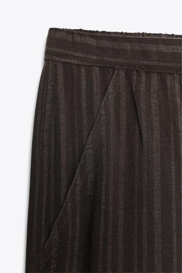 STRIPED FLOWING CARGO TROUSERS - Dark brown by Zara - Image 3