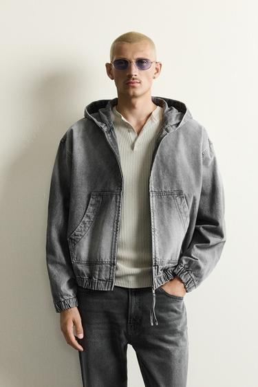 HOODED DENIM JACKET - Grey by Zara