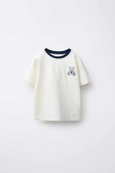 CAMISETA VARSITY OSO BORDADO - Blanco de Zara