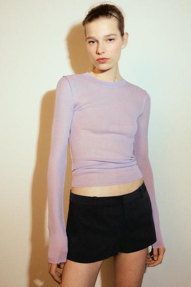 TOP PUNTO SEMITRANSPARENTE - Lila de Zara