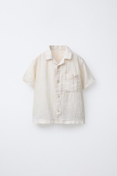 CHEMISE 100 % LIN - Beige clair de Zara